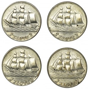 Súprava, Plachetnica, 2 zlaté 1936 (4 kusy).