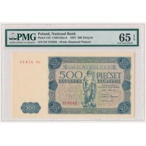 500 zlatých 1947 - D2 - PMG 65 EPQ
