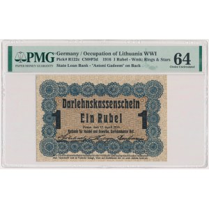 Posen, 1 Ruble 1916 - short clause (P3d) - PMG 64