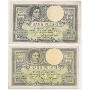 500 zloty 1919 - SA. - various varieties (2 pcs.)