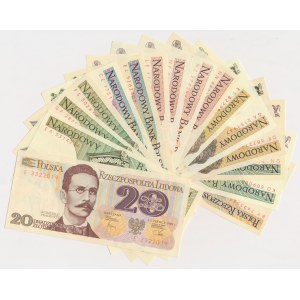 Zestaw, 20-2.000 złotych 1982-88 (16 szt.)