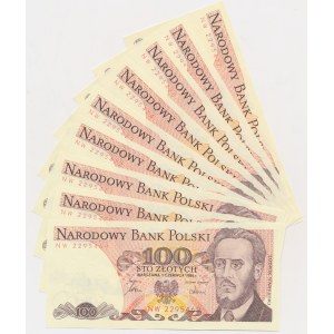 100 złotych 1986 - NW (9 szt.)