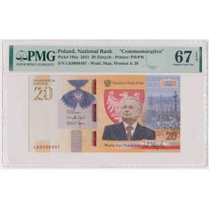 20 złotych 2021 - L. Kaczyński - PMG 67 EPQ