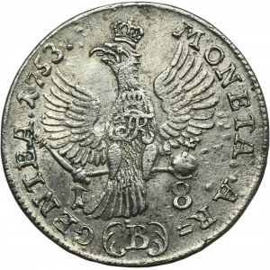 Silesia, Prussia rule, Friedrich II, 18 Groschen Breslau 1753 B