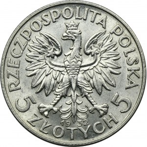 Głowa Kobiety, 5 złotych Londyn 1932