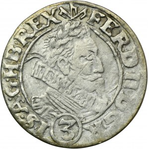 Sliezsko, habsburská vláda, Ferdinand II, 3 Krajcary Wrocław 1631 HR