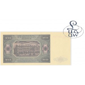 20 zlatých 1948 - GI - žebrovaný papír - Lucow Collection