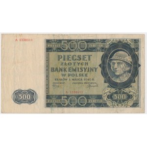 500 złotych 1940 - A13... - numeracja Falsa Londyńskiego