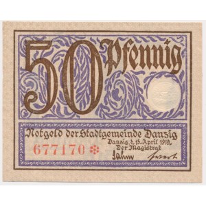 Danzig, 50 Pfennig 1919 - purple -