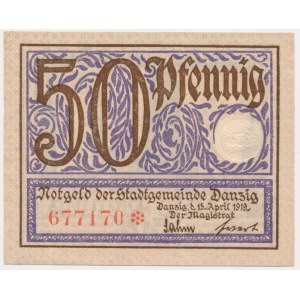 Danzig, 50 fenig 1919 - violett -