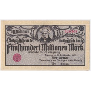 Danzig, 500 million Mark 1923 - creamy print -