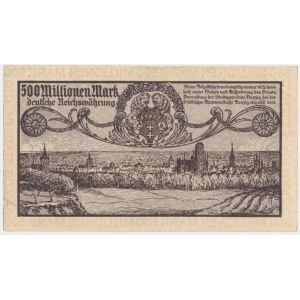Gdaňsk, 500 milionů 1923 - krémový tisk -