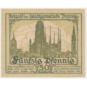 Gdańsk, 50 fenigów 1919 - zielony -