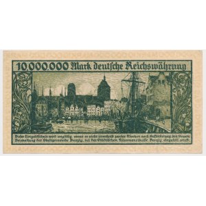 Gdańsk, 10 milionów marek 1923 - bez serii - druk nieobrócony