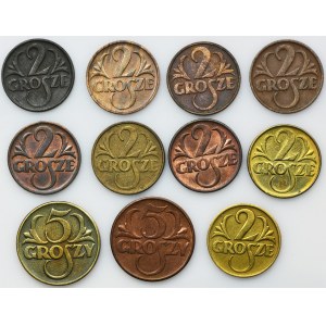 Set, 2 and 5 pennies (11 pieces).