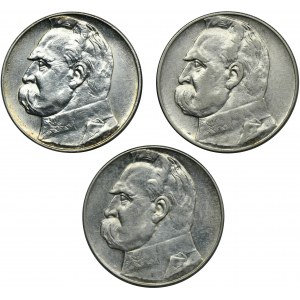 Zestaw, Piłsudski, 10 złotych 1936 (3 szt.)