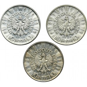 Zestaw, Piłsudski, 10 złotych 1936 (3 szt.)