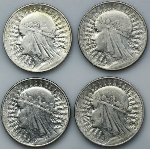 Set, Head of a Woman, 10 gold 1933 (4 pieces).