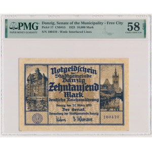 Danzig, 10.000 mariek 1923 - PMG 58 EPQ - NICE