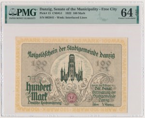 Gdańsk, 100 marek 1922 - PMG 64 EPQ