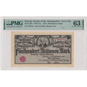 Danzig, 500 Millionen Mark 1923 - grau-violetter Druck - PMG 63 EPQ