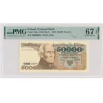 50.000 złotych 1989 - N 0000096 - PMG 67 EPQ - bardzo niski numer