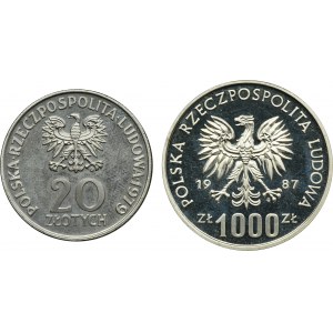 VZORKA, 20 zlatých 1979 a 1 000 zlatých 1987 (2 kusy).