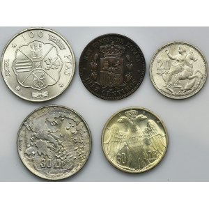 Satz, Griechenland und Spanien, Gemischte Münzen (5 Stück)