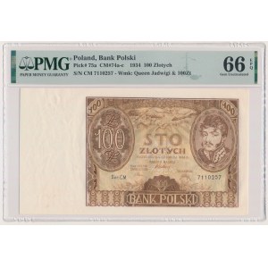 100 złotych 1934 - Ser.C.E. - bez dodatkowych znw. - PMG 66 EPQ