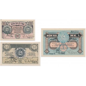 Siedlce, zestaw 25-50 fenigów, 1 marka 1917 (3 szt.)