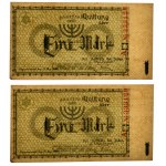 1 mark 1940 - A - consecutive numbers - PMG 64 (2 pieces).