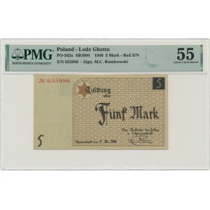 5 známok 1940 - PMG 55 - štandardný papier - číslovanie začína na 6....