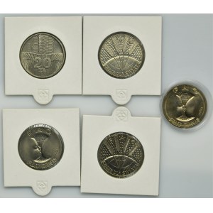 Set, SAMPLE, 10 gold 1971 and 20 gold 1973 (5 pieces).