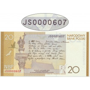 20 zloty 2009 - Juliusz Słowacki - JS 0000607- low number