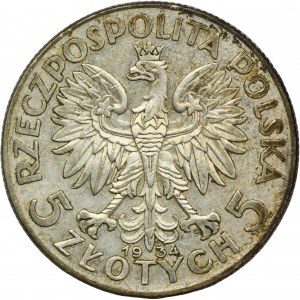 Głowa Kobiety, 5 złotych Warszawa 1934