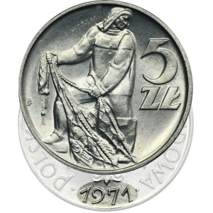 5 złotych 1971 Rybak - rzadszy rocznik