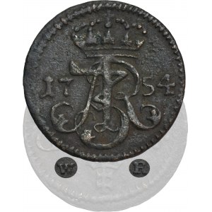Augustus III of Poland, Schilling Danzig 1754 WR - RARE