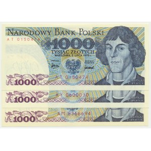 1,000 PLN 1975 (3 pieces).