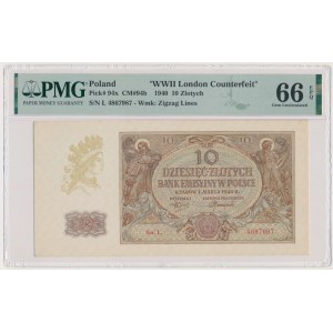 10 zlatých 1940 - L. - London Padělek - PMG 66 EPQ