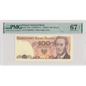 100 złotych 1986 - LP - PMG 67 EPQ - pierwsza seria rocznika