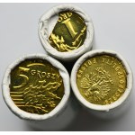 Zestaw, Rulony bankowe (x3), 1, 2 i 5 groszy (150 szt.)