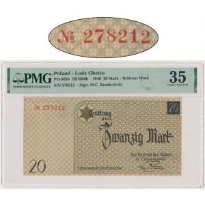 20 Mark 1940 - no. 3 without watermark - PMG 35