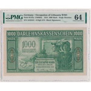 Kowno, 1.000 Mark 1918 - A - 6 digital serial number - PMG 64