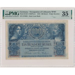 Poznań, 100 rubli 1916 - 6 cyfr - PMG 35