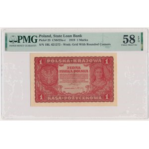 1 mark 1919 - 1st Series BL - PMG 58 EPQ
