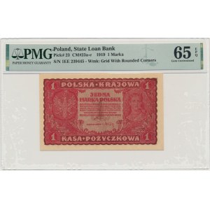 1 mark 1919 - 1st Series EE - PMG 65 EPQ