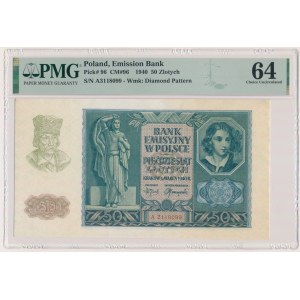 50 złotych 1940 - A - PMG 64