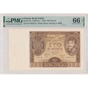 100 złotych 1934 - Ser.C.D. - bez dodatkowych znw. - PMG 66 EPQ