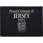 Sada, Jersey, 1981 vintage zrcadlová sada mincí (7 kusů).