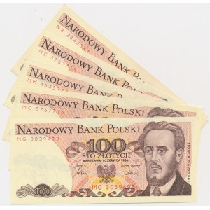 100 złotych 1986 (5 szt.)